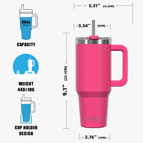 Watersy gift-ready insulated bottle in gloss pink.