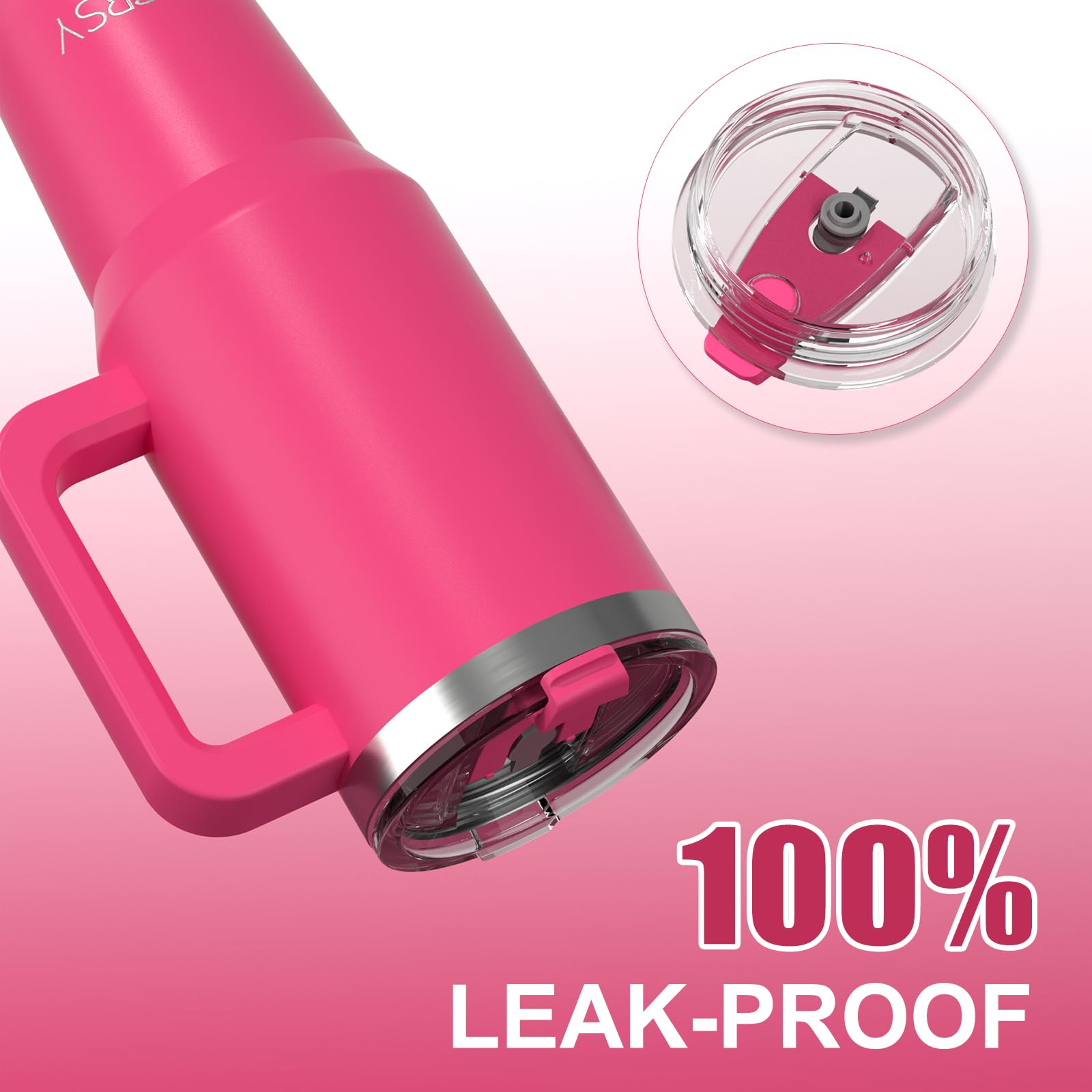 Watersy leak-proof lid ensures mess-free transport.