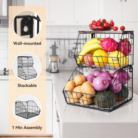 Wawocs kitchen counter basket set to declutter and streamline counter space.