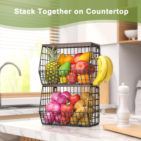 Wawocs kitchen countertop organizer for fruits and jars