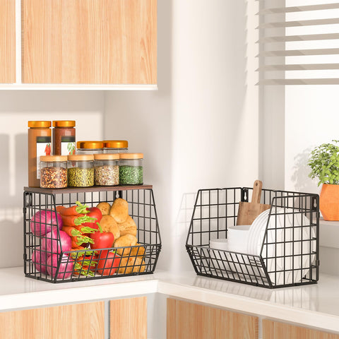 Wawocs wall-mount hanging basket saves countertop space