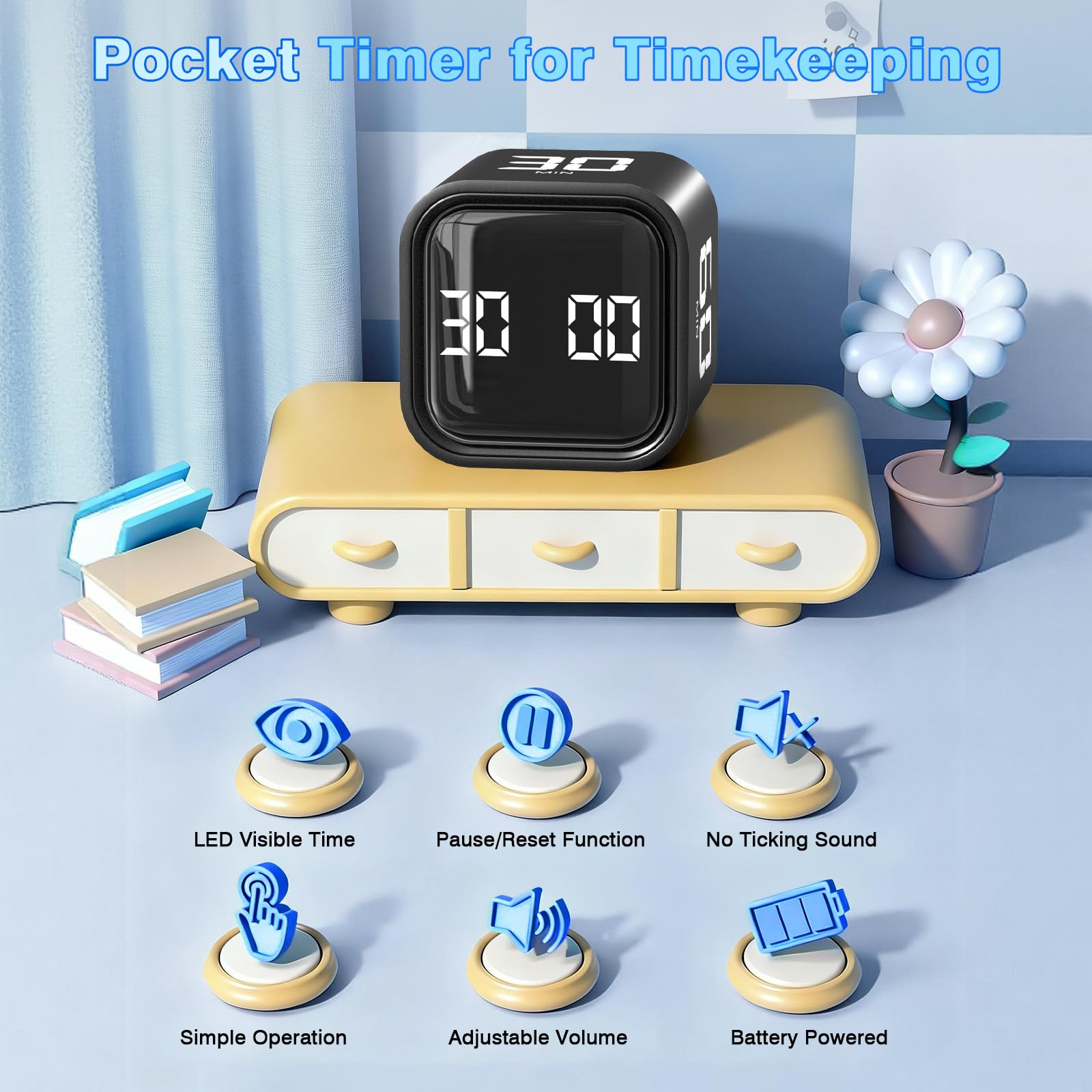 Wbacon compact countdown timer fits small spaces for daily tasks