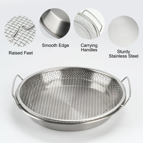 WBJKZJD mesh drain basket drains excess oil from French fries.