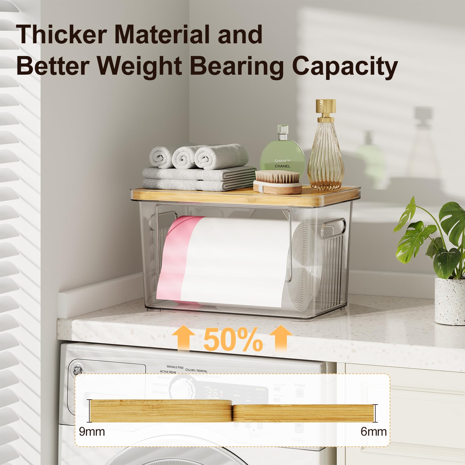 WBKATN bamboo lid stackable design saving cabinet space.