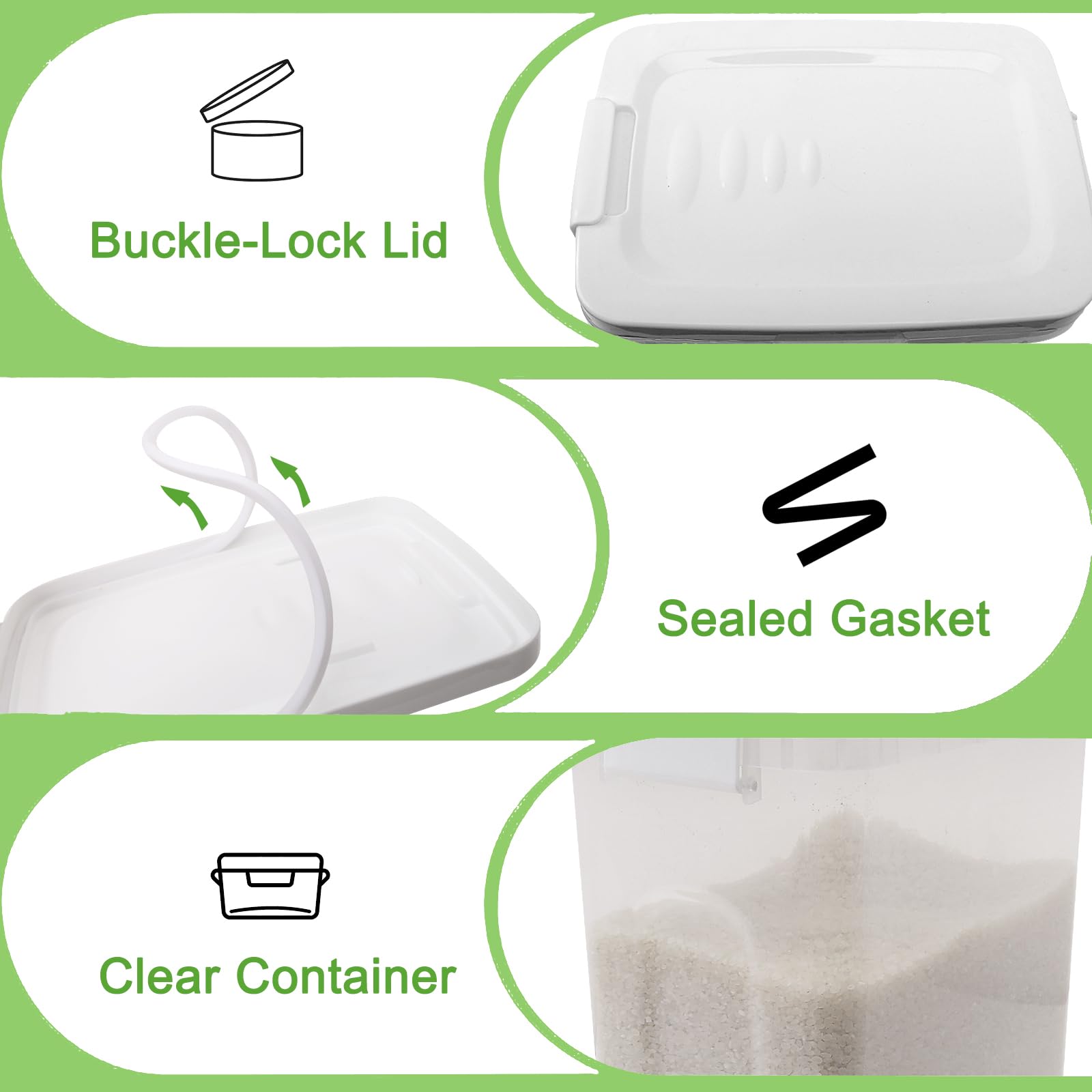 WBKTOOL dry food storage keeps cereals and nuts organized.