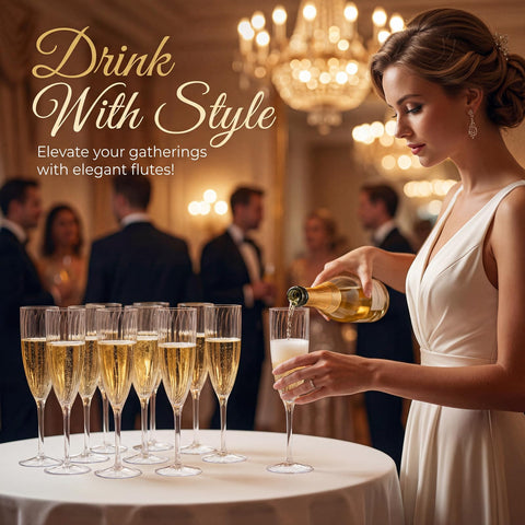 WDF lightweight disposable champagne glasses for on-the-go parties