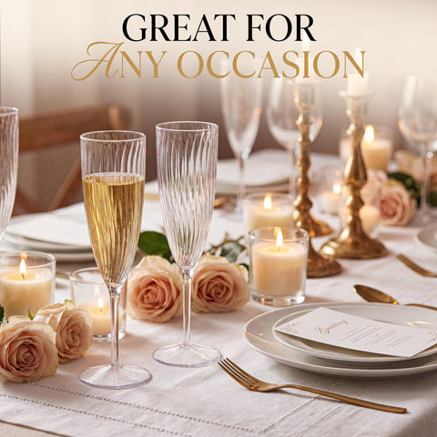 WDF outdoor event champagne flutes for patio or beach gatherings