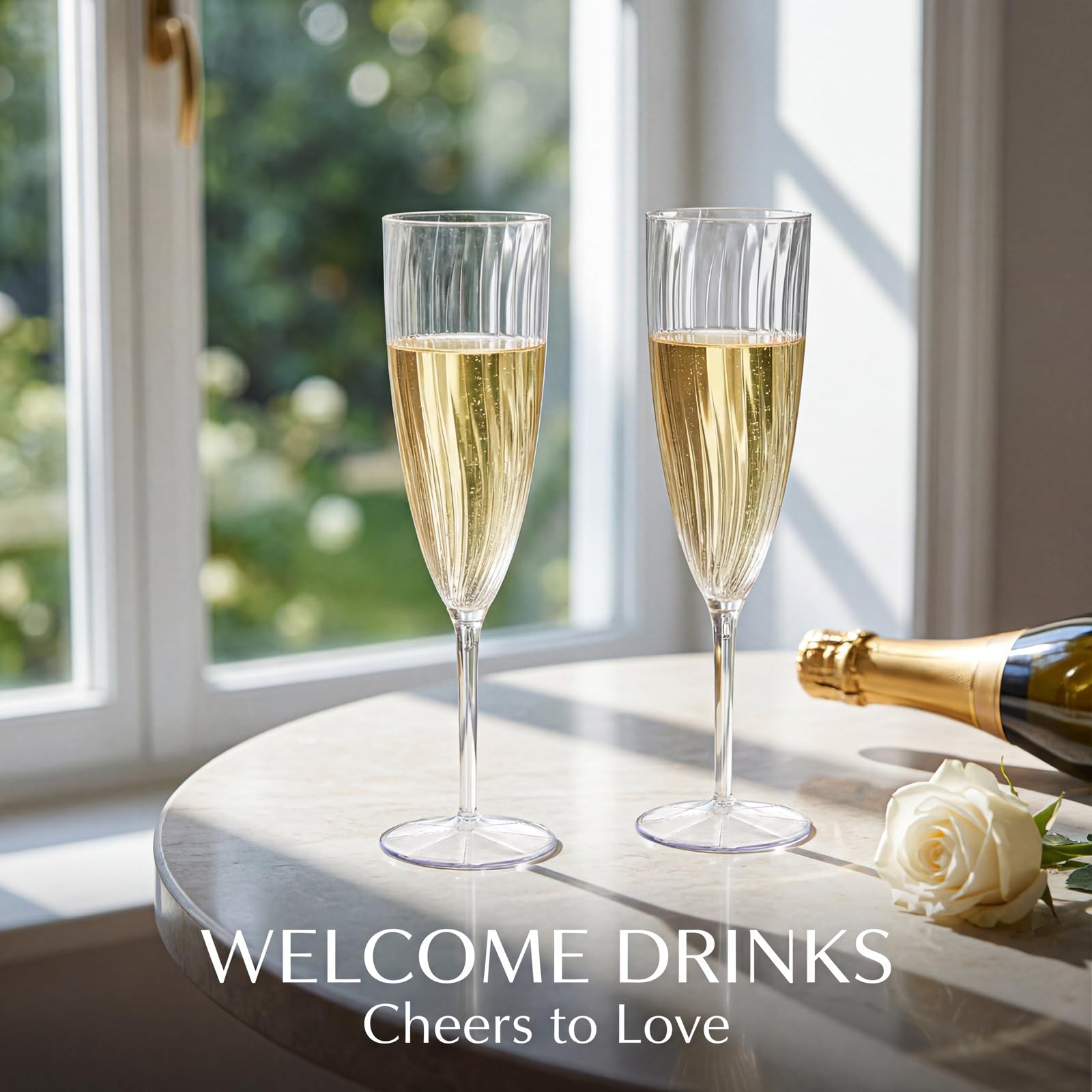 WDF party supplies clear champagne flutes for birthdays and showers