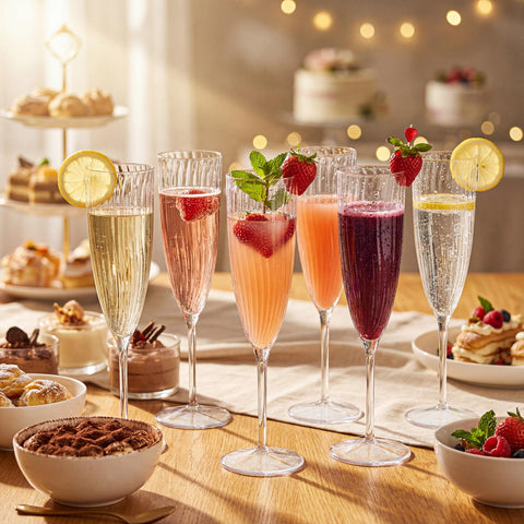 WDF plastic champagne flutes disposable 6oz perfect for outdoor picnics