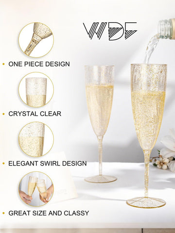 WDF shatterproof plastic champagne flute for safe service.