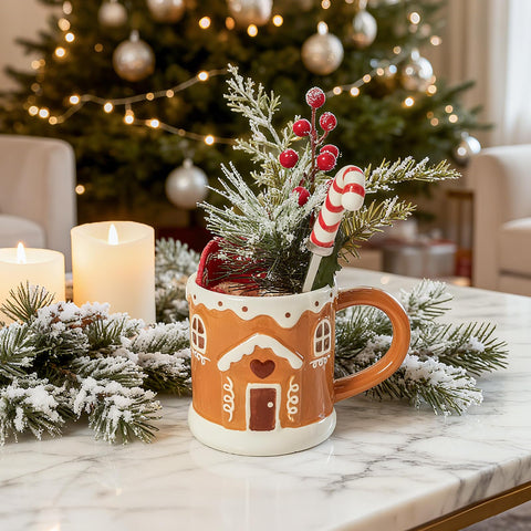 WDS WONDROUS gingerbread house mug close-up for holiday vibes