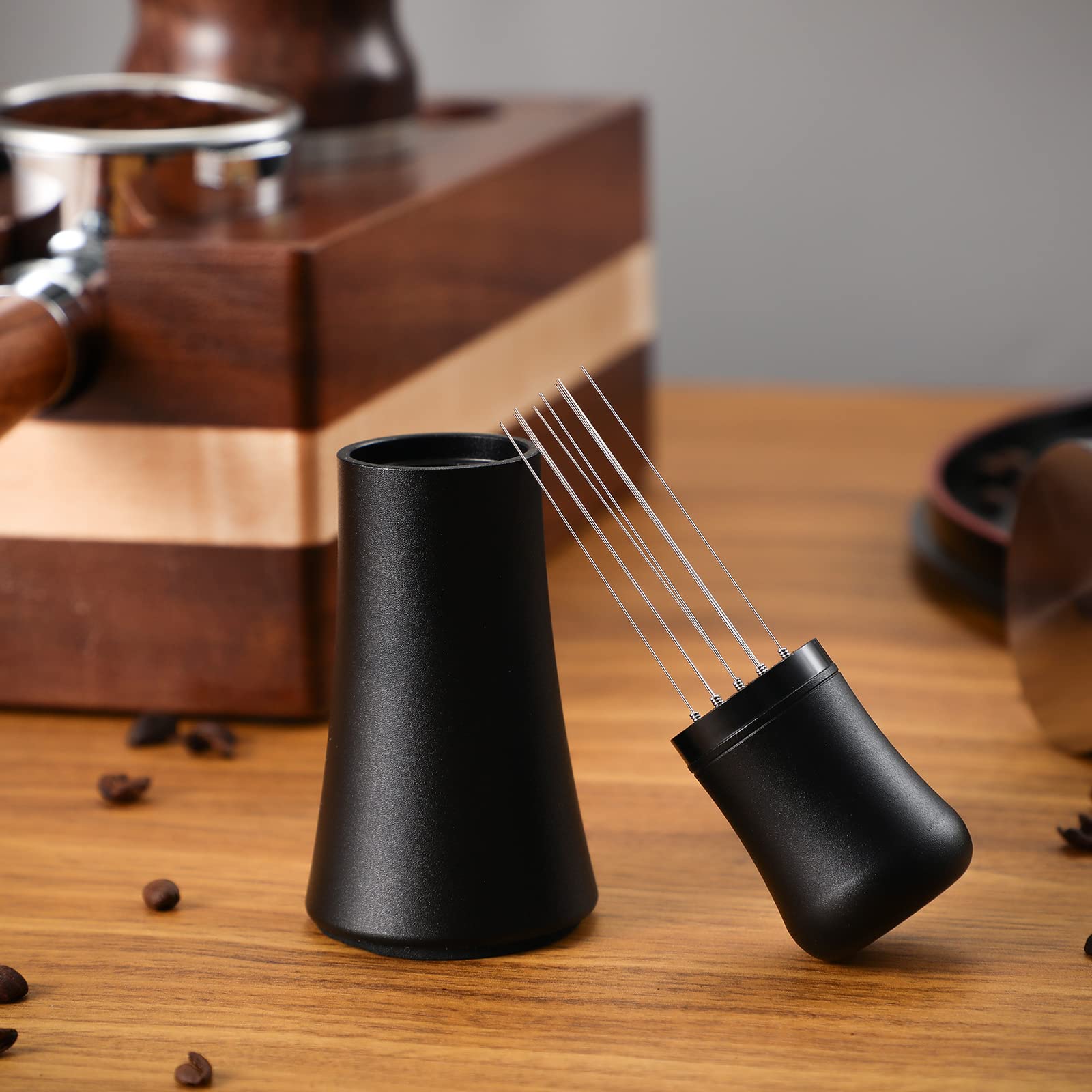 WDT Tool compact espresso-station setup streamlines workflow at the counter.