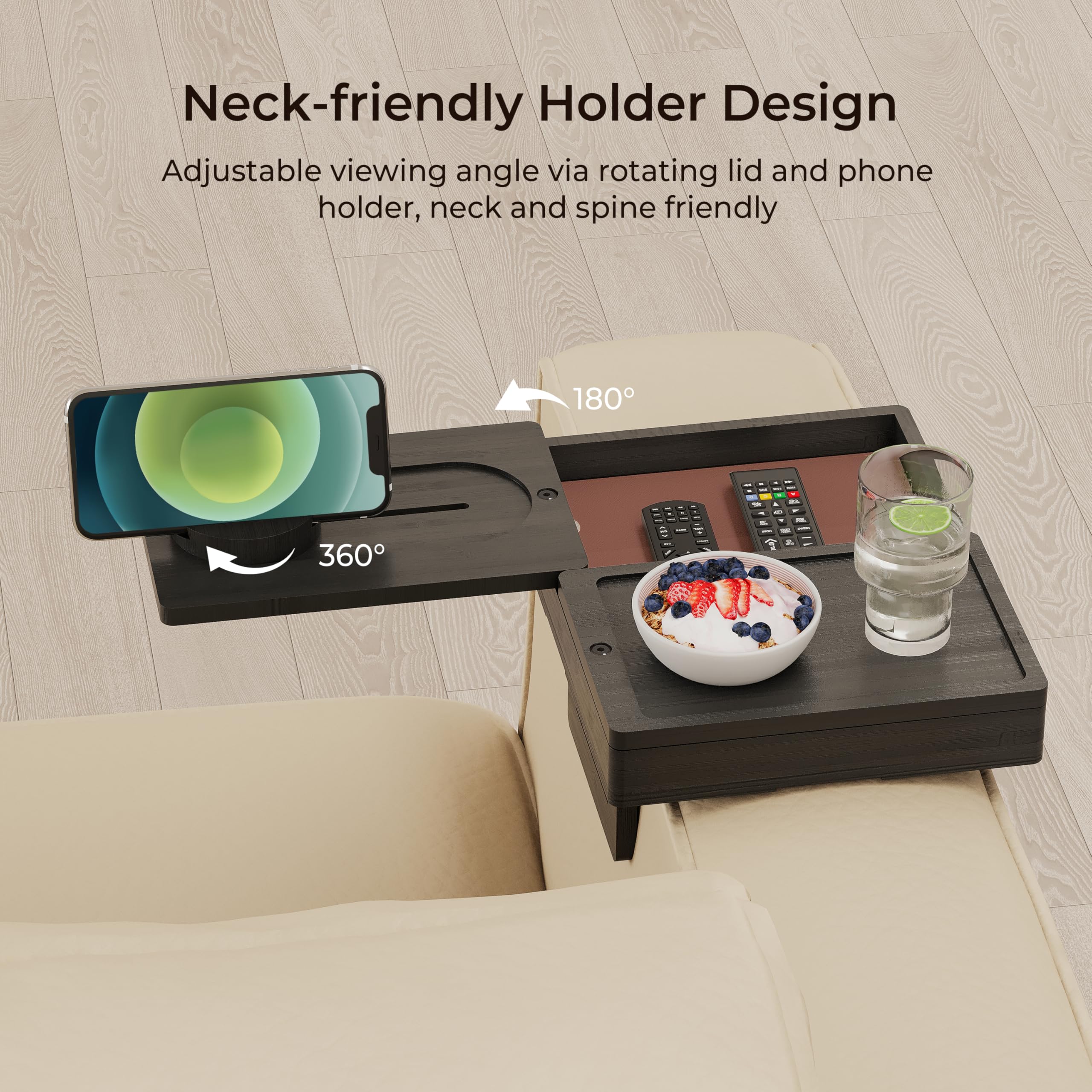 Wealone adjustable legs ensuring stable placement on wide sofa arms.