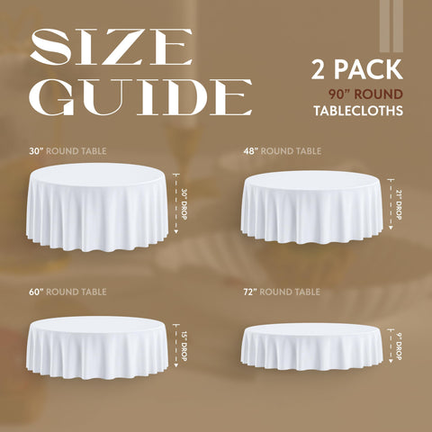 Wealuxe 90-inch round tablecloth on banquet setup for elegance.