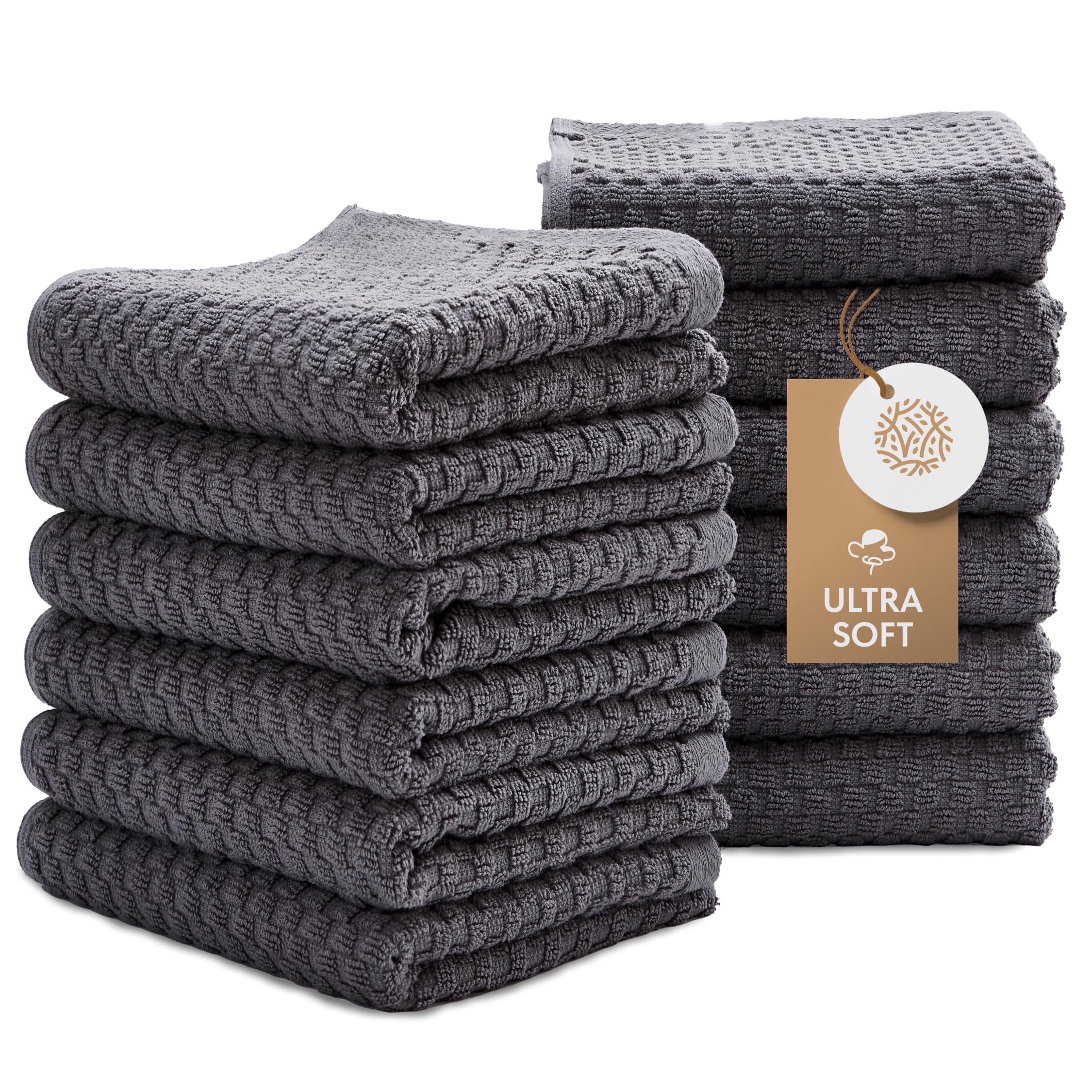Wealuxe gray dobby weave towel, 15x26 inches, ideal for drying dishes.