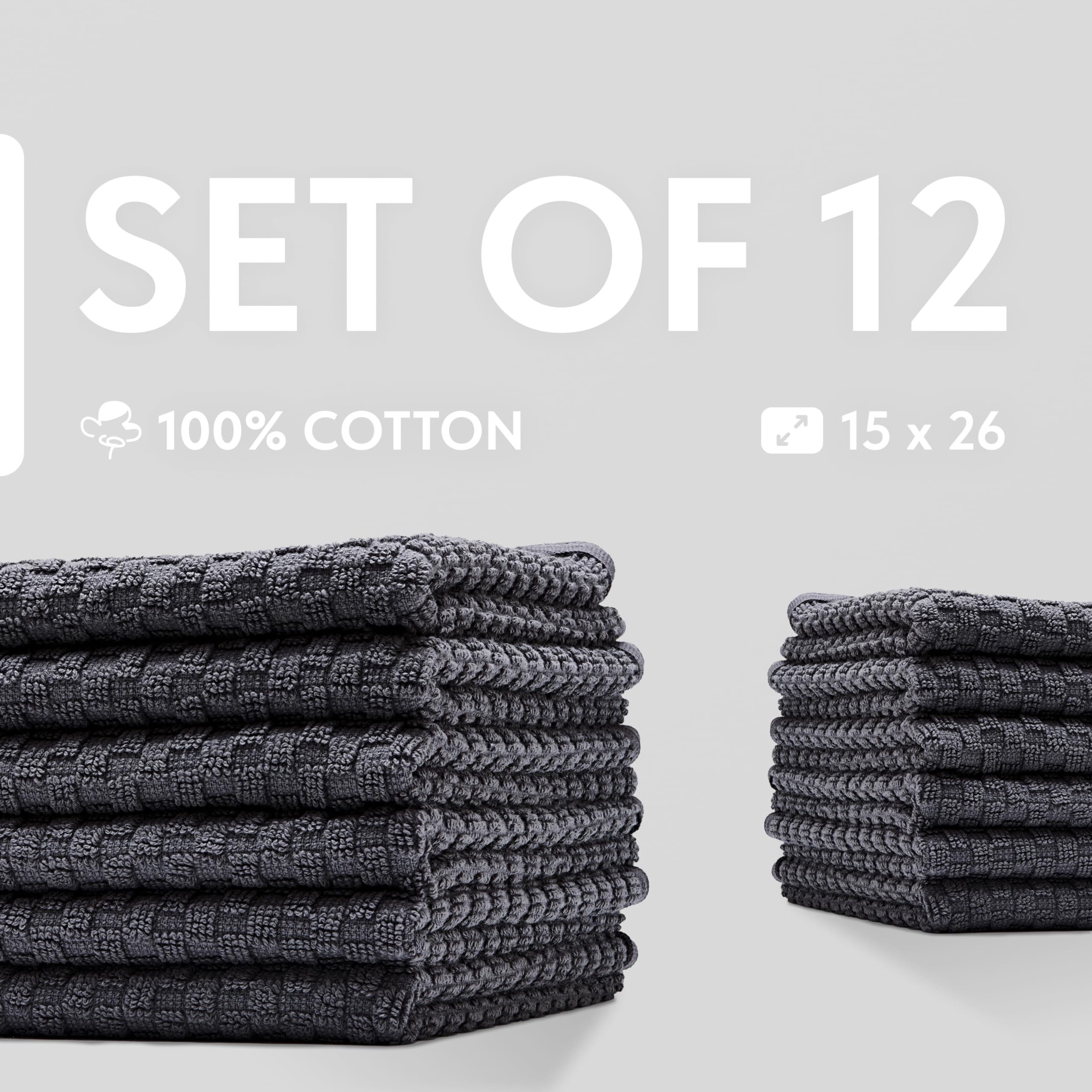Wealuxe gray kitchen towel in use during drying.