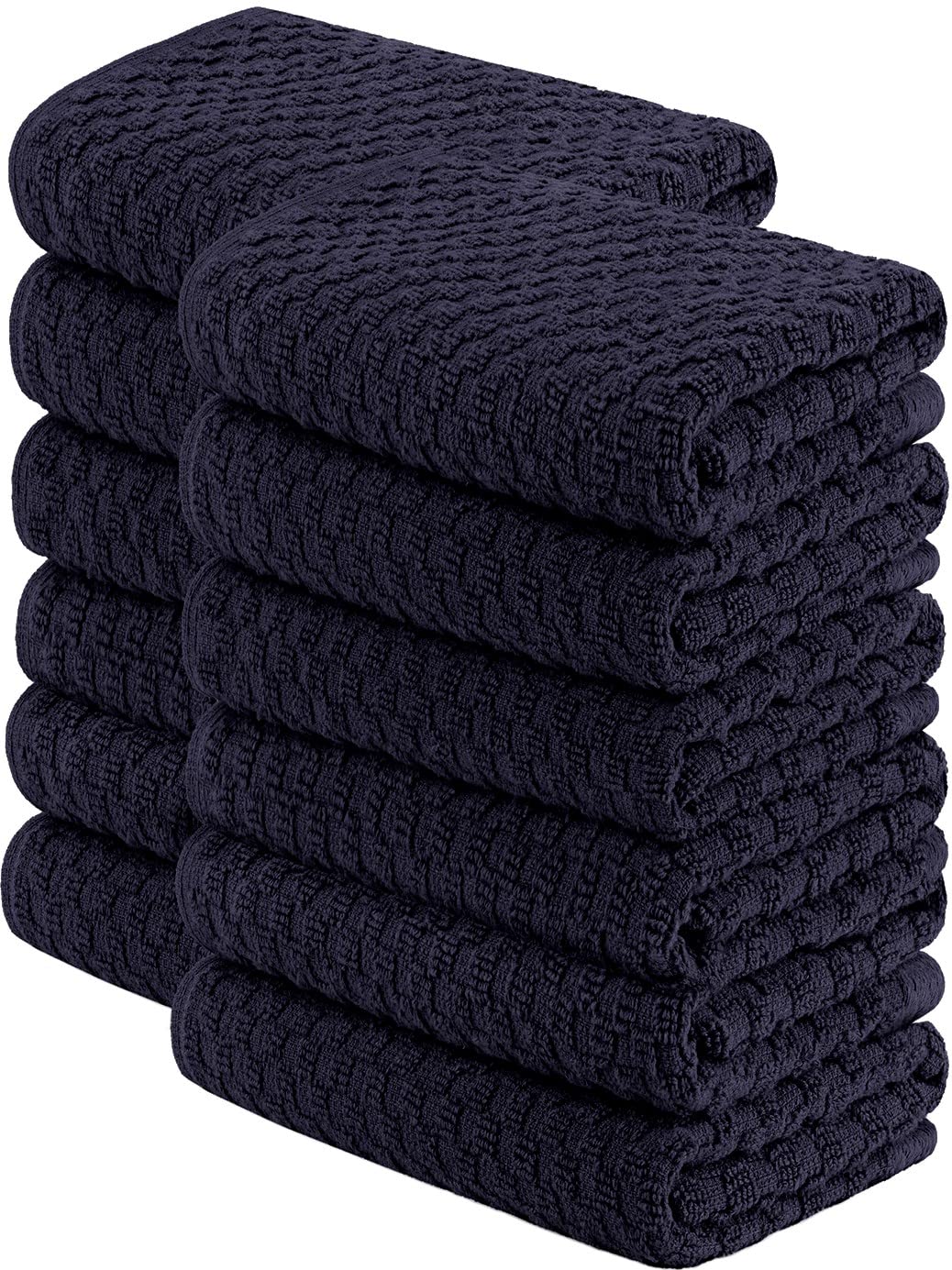 Wealuxe navy 12-pack towels with dobby weave for quick, effective drying.