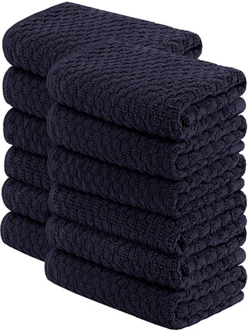 Wealuxe navy 12-pack towels with dobby weave for quick, effective drying.