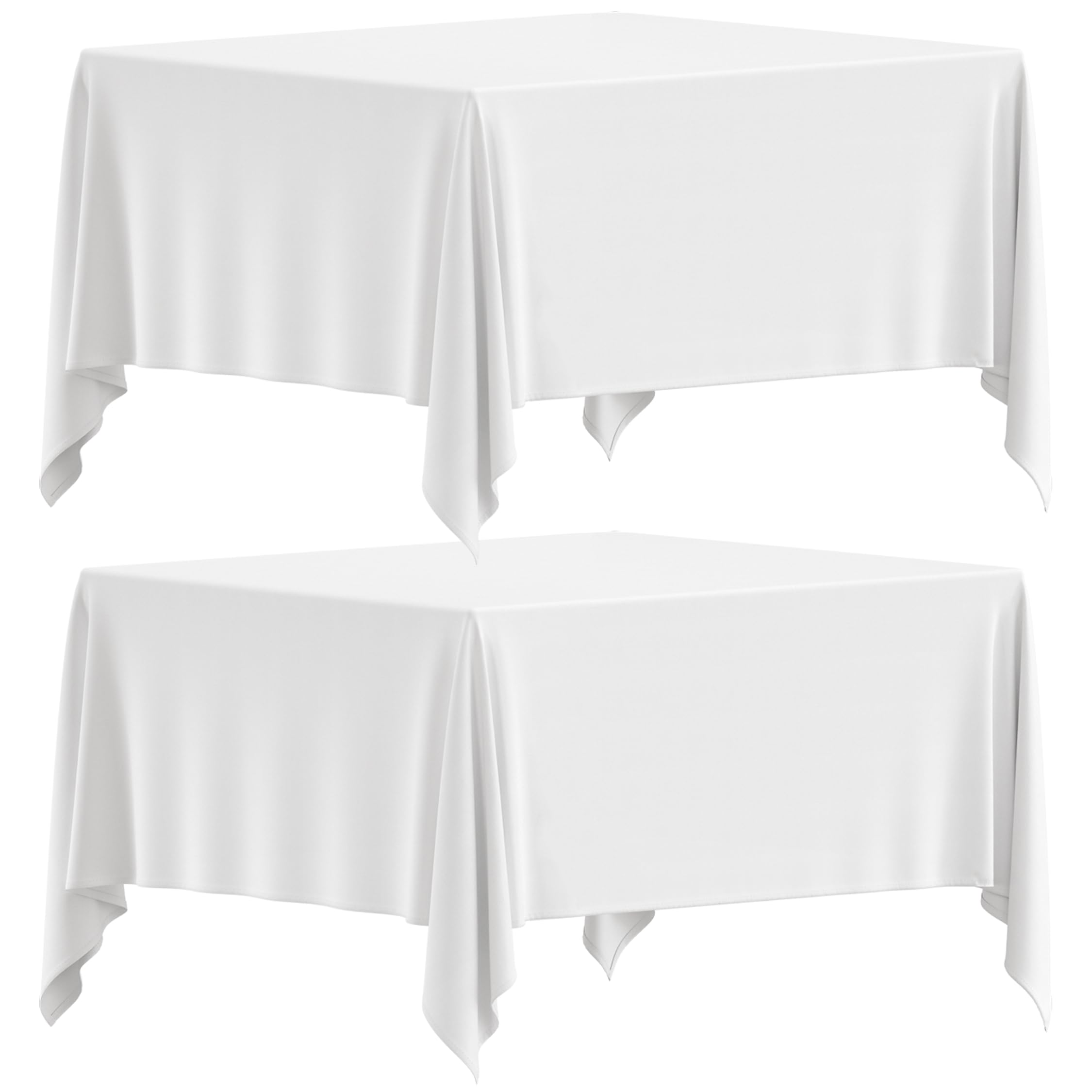 Wealuxe white square tablecloth 85x85 set 2 offers simple cleanup and elegant dining.