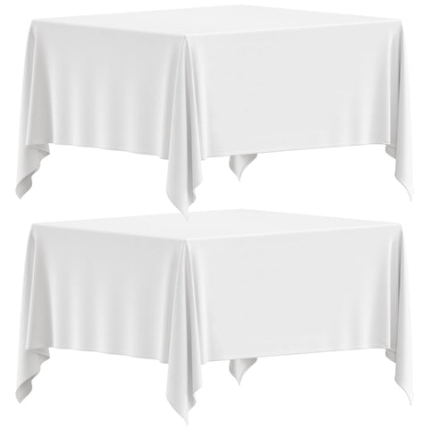 Wealuxe white square tablecloth 85x85 set 2 offers simple cleanup and elegant dining.