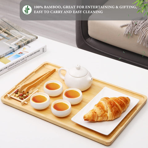 Webacoo bamboo tray on a coffee table filled with snacks