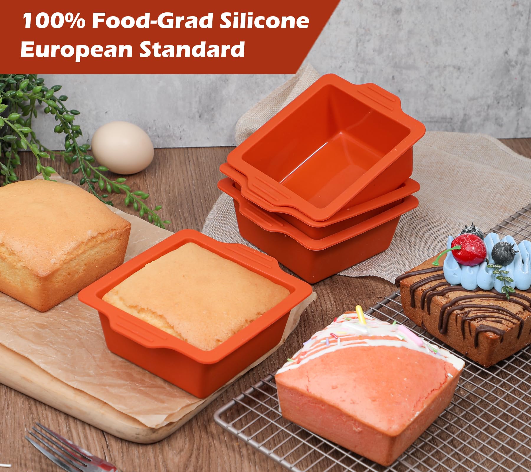 Webake stackable 4-inch silicone pans, compact storage after use.