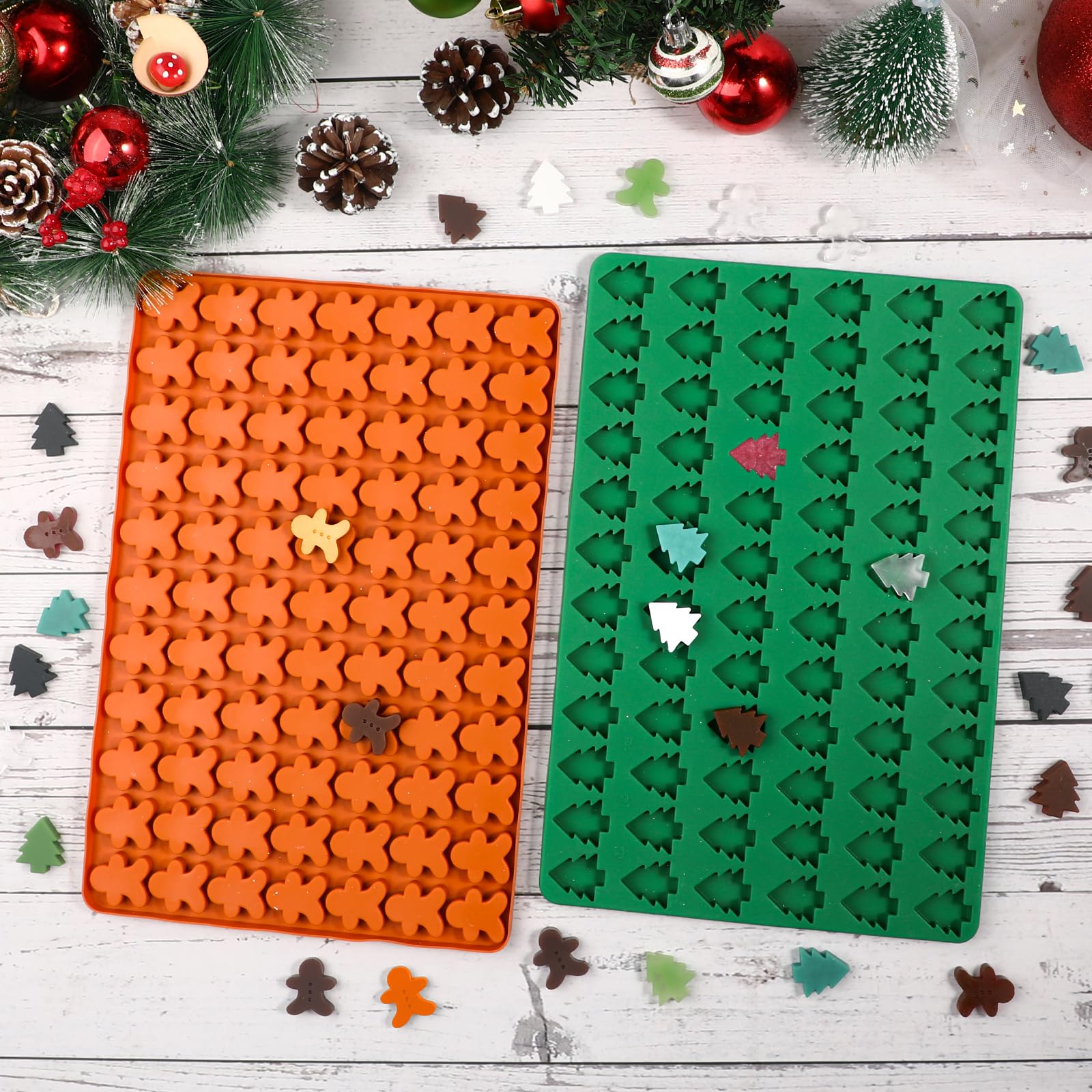 Webake chocolate and candy molds brighten multi-color holiday desserts.