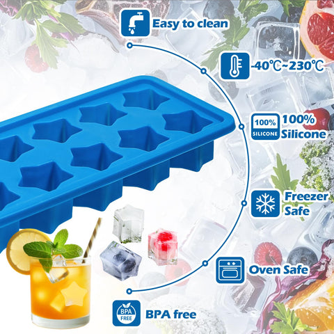 Easy-release design helps pop out star ice cubes.