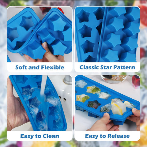 Tray in freezer ready to freeze star shapes.