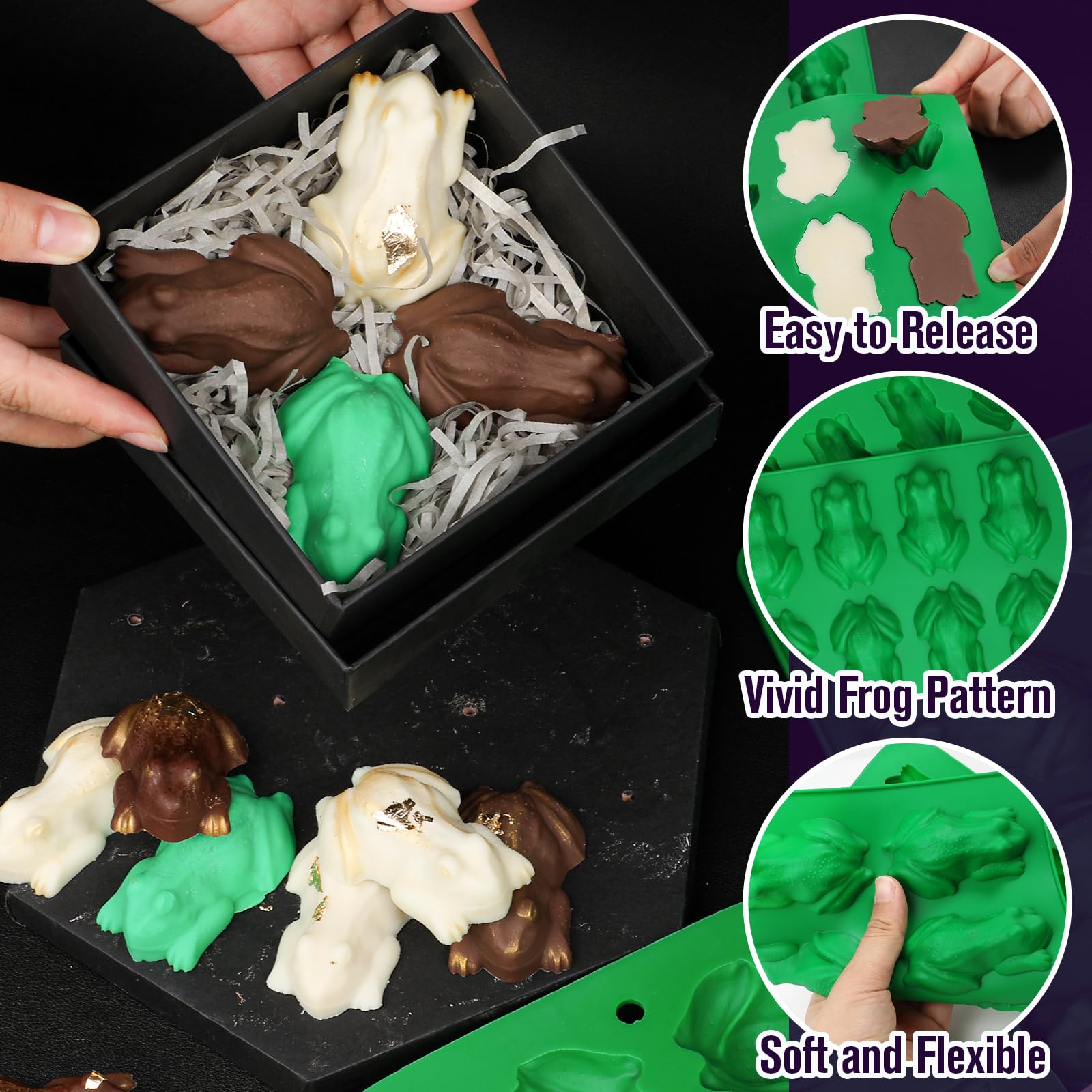 Webake frog mold creates eye-catching ice cubes with fruit juice for drinks.