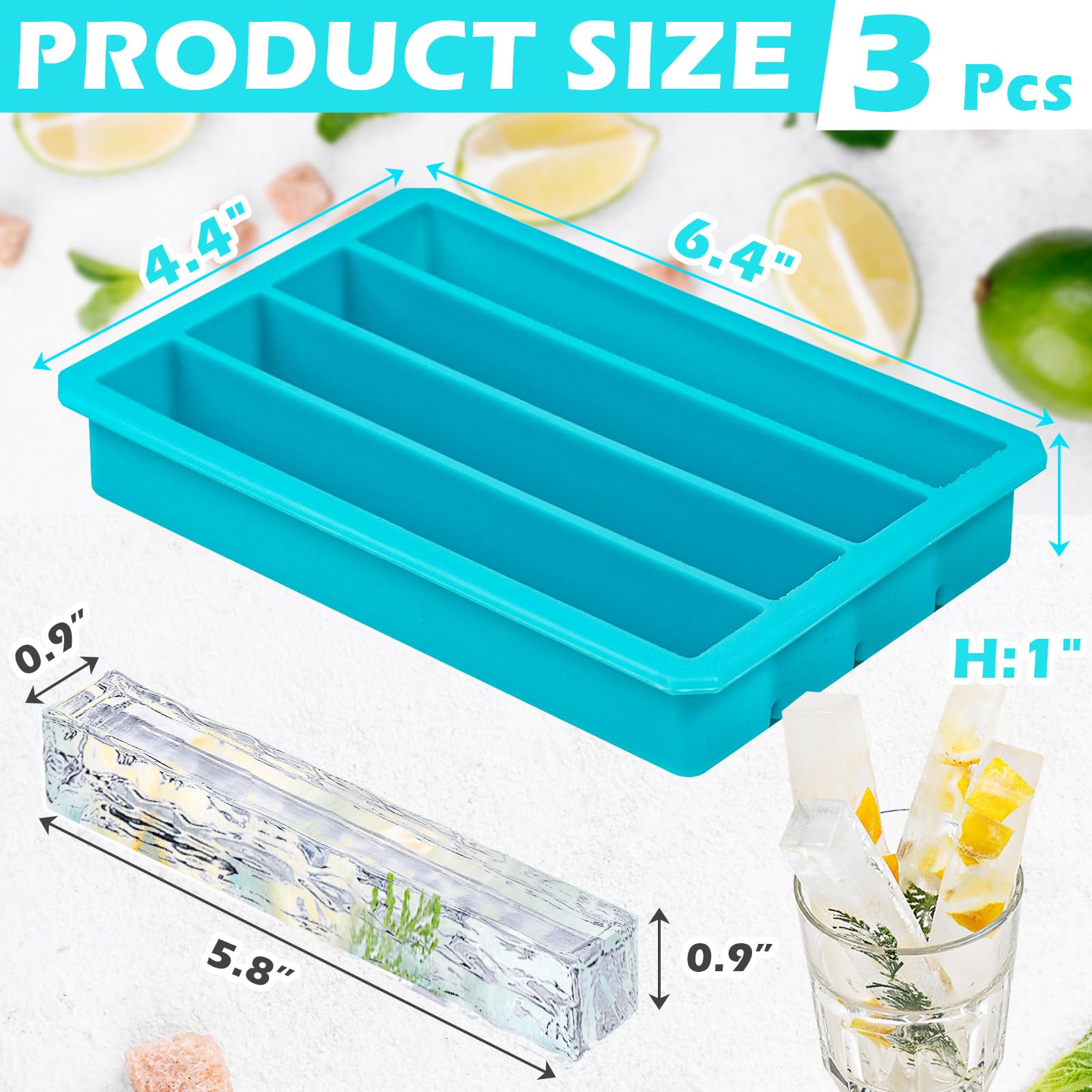 Webake long ice cubes pop out easily from the flexible silicone tray.
