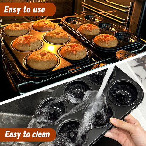 Webake Six-cup pan ideal for mini brownies, muffins, and fluted cake experiments.