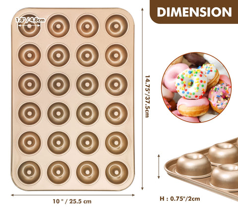 Webake mini donut pan close-up of one-point-eight-inch cavities for precise sizing.
