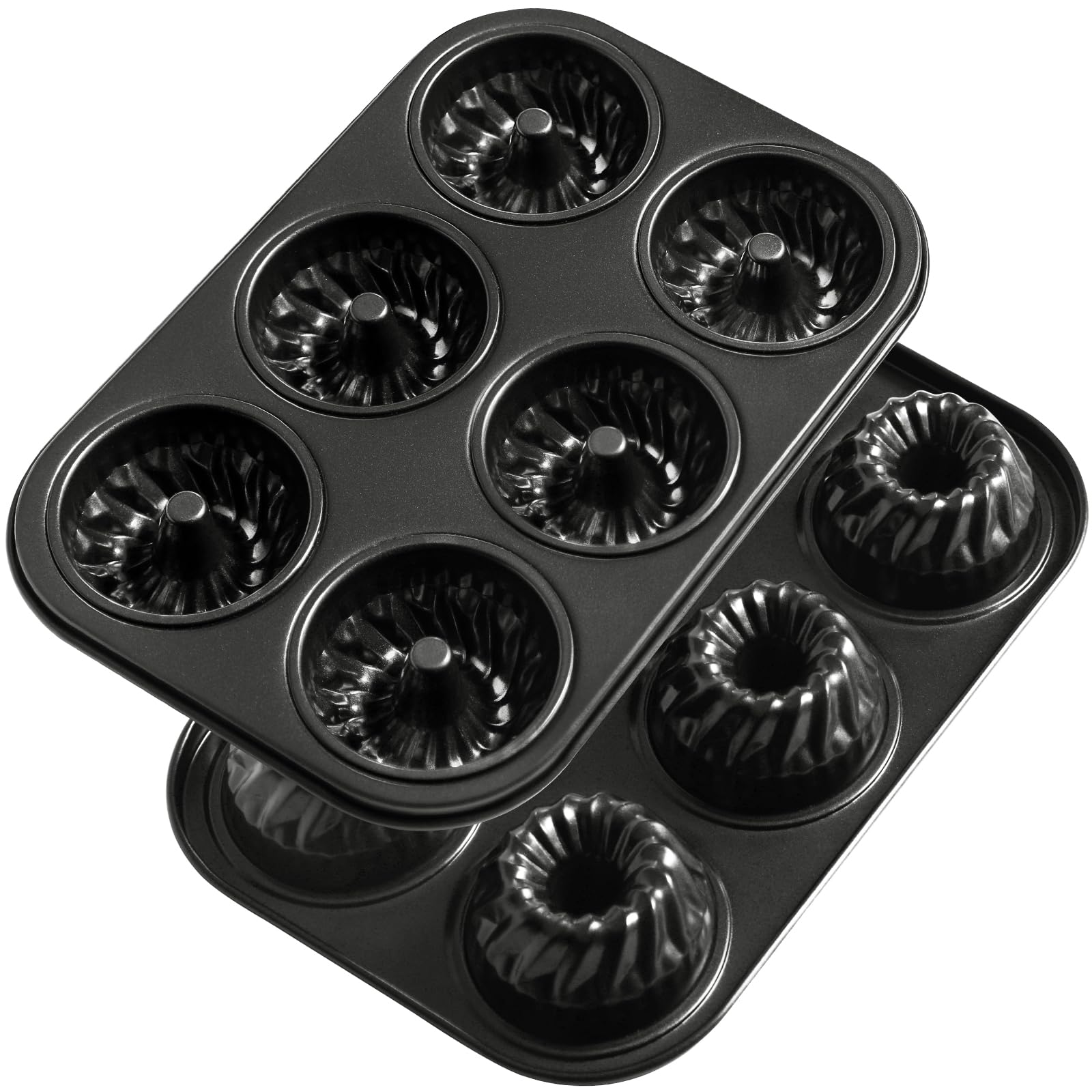 Webake Mini Fluted Tube Pan setup with six cups for uniform mini cakes and versatile baking.