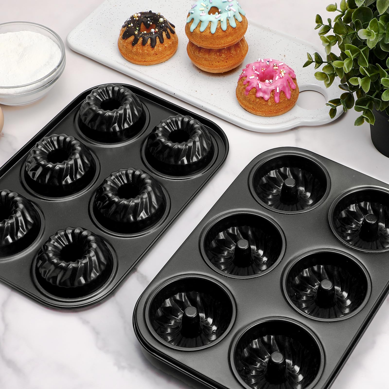 Webake Mini Fluted Tube Pan with non-stick coating for effortless release and quick cleanup.