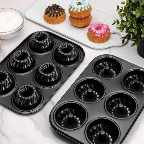 Webake Mini Fluted Tube Pan with non-stick coating for effortless release and quick cleanup.
