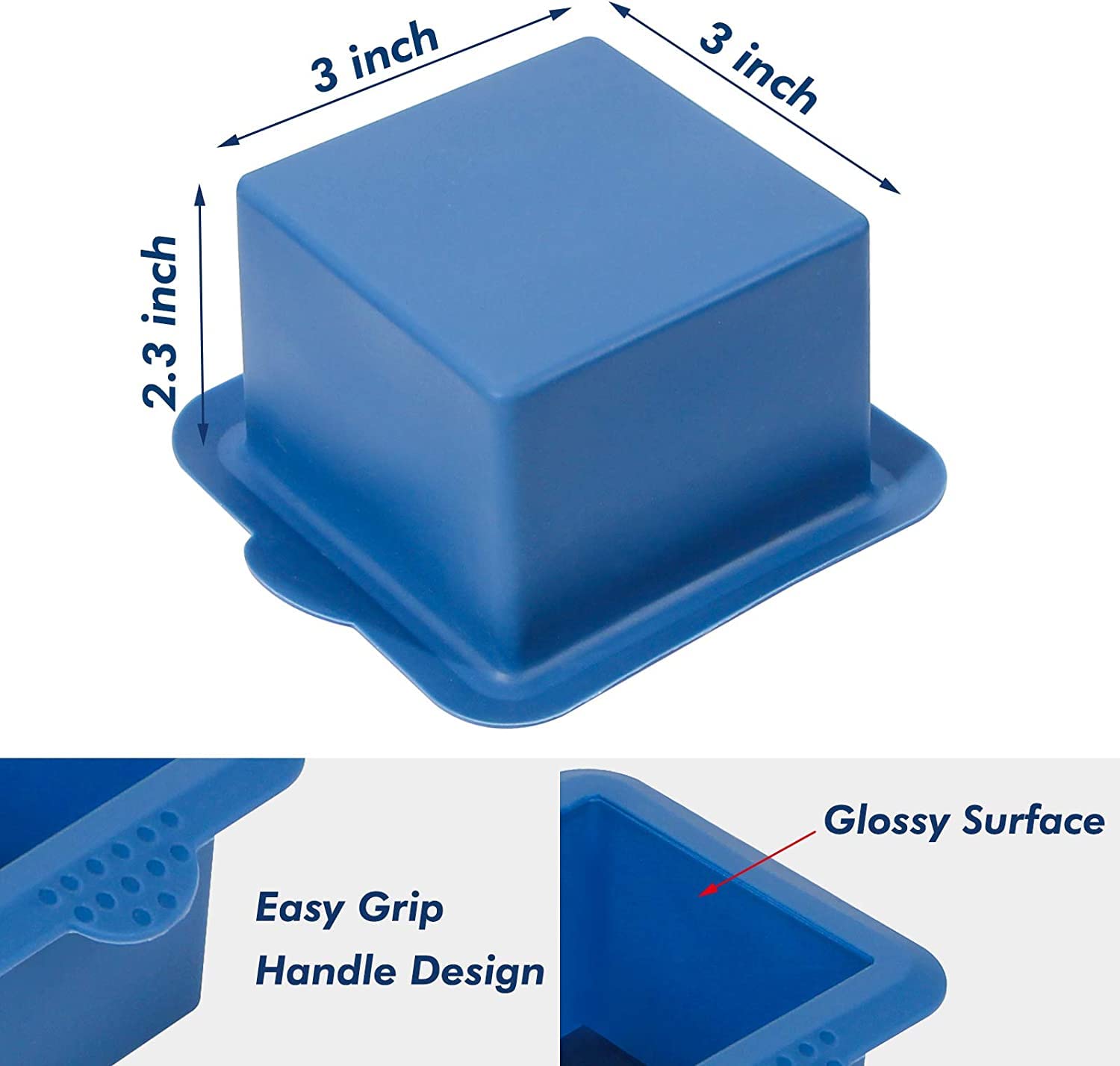 Webake silicone square mold 3x3 inch mousse cake for layered desserts.