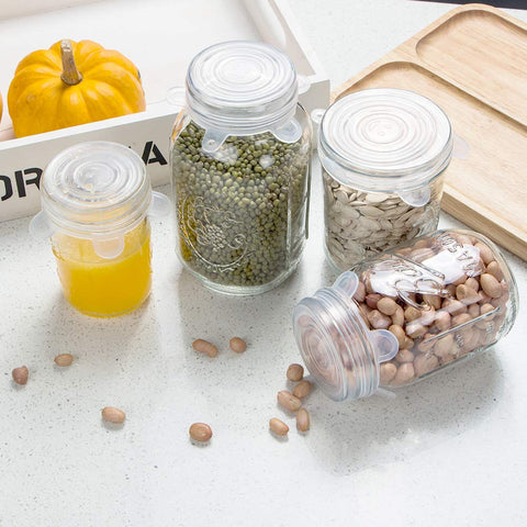 Assorted Webake lids sealed on jars ready for fridge or pantry.