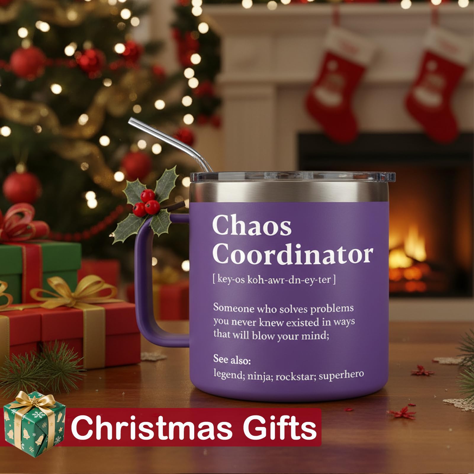 WECACYD Chaos Coordinator mug side view with travel-friendly design for commutes
