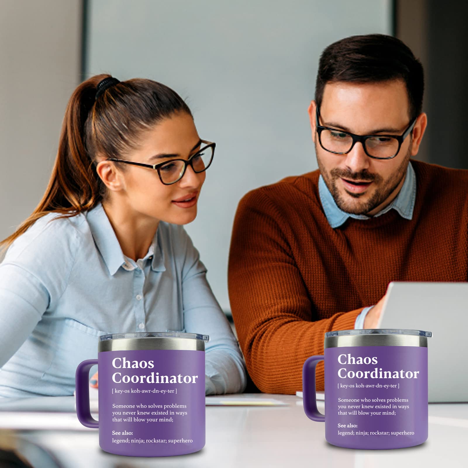 WECACYD Chaos Coordinator mug text detail highlights humorous boss lady messaging