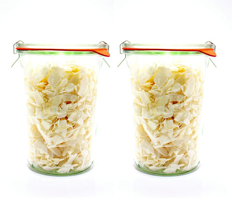 WECK eco-friendly glass storage keeps pantry items organized.