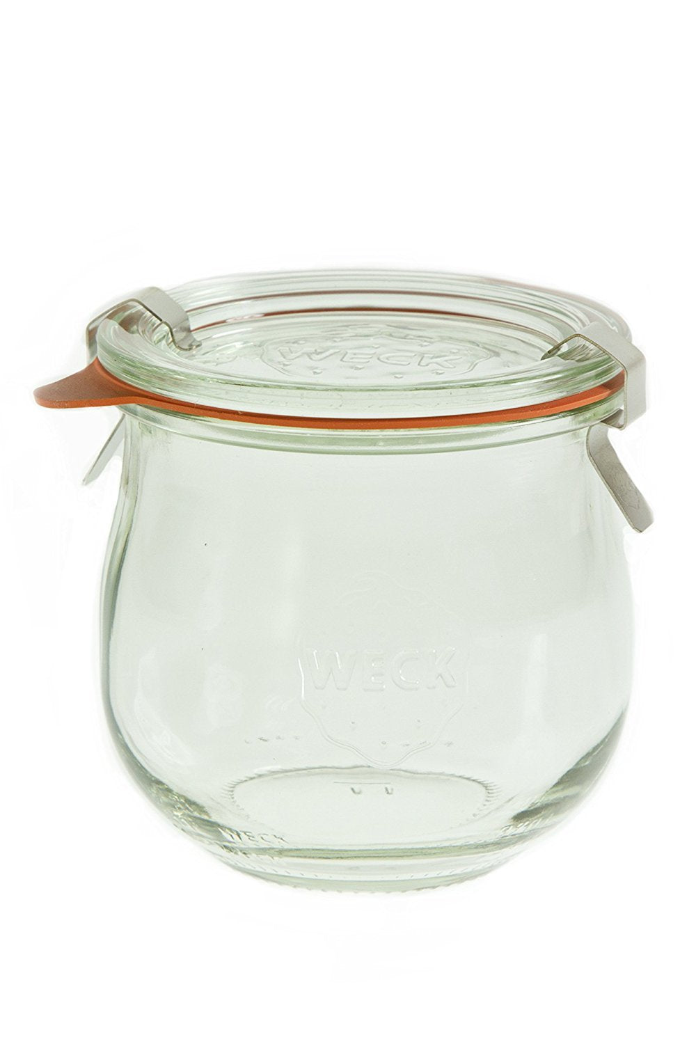 WECK 746 tulip jar close-up highlighting durable glass for safe storage and freezing.