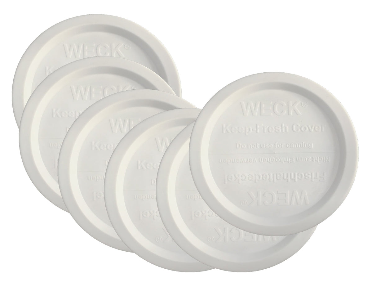 WECK keep fresh lid on a large 100mm jar for secure storage and extended freshness.
