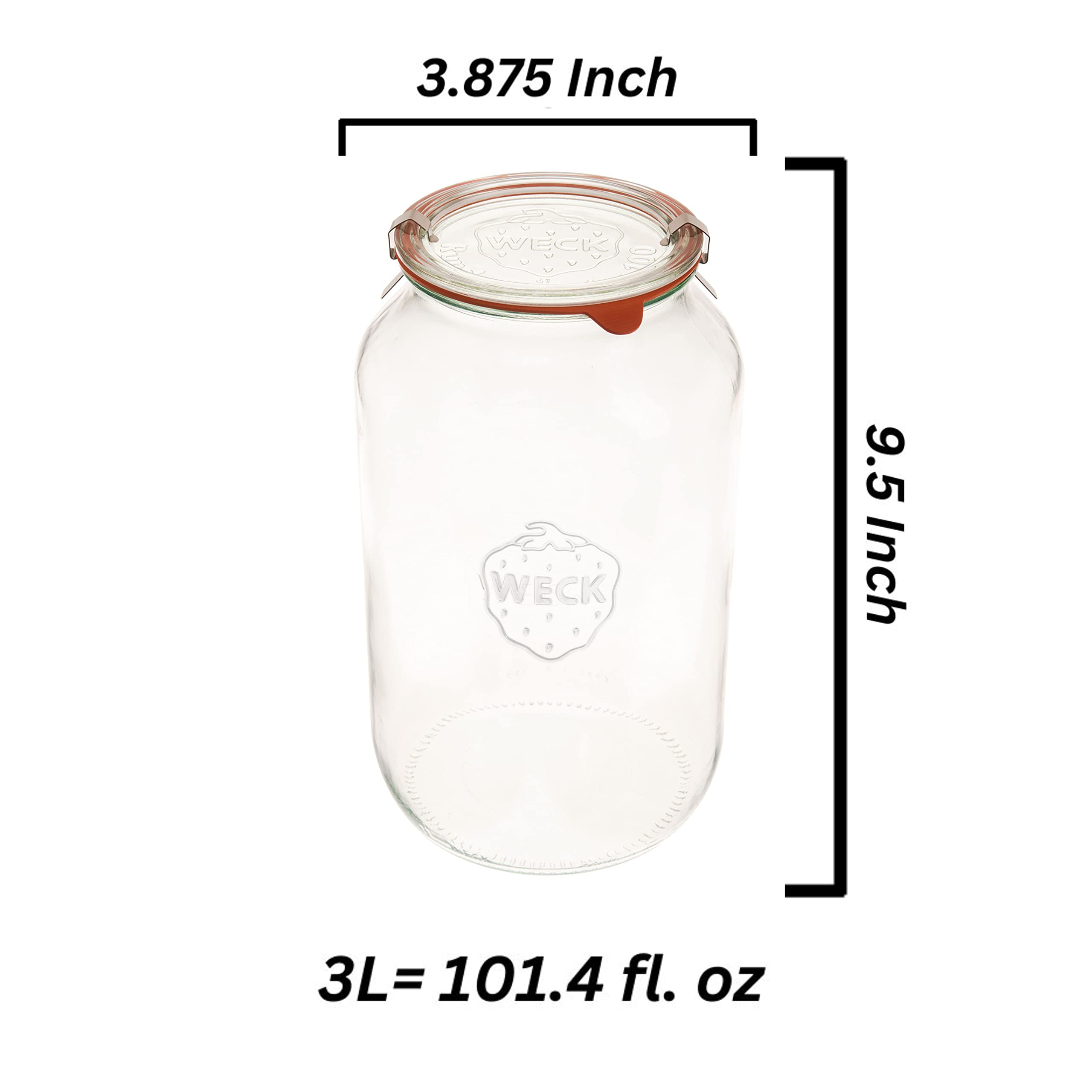 WECK jar with airtight seal and lid preserving contents' freshness.