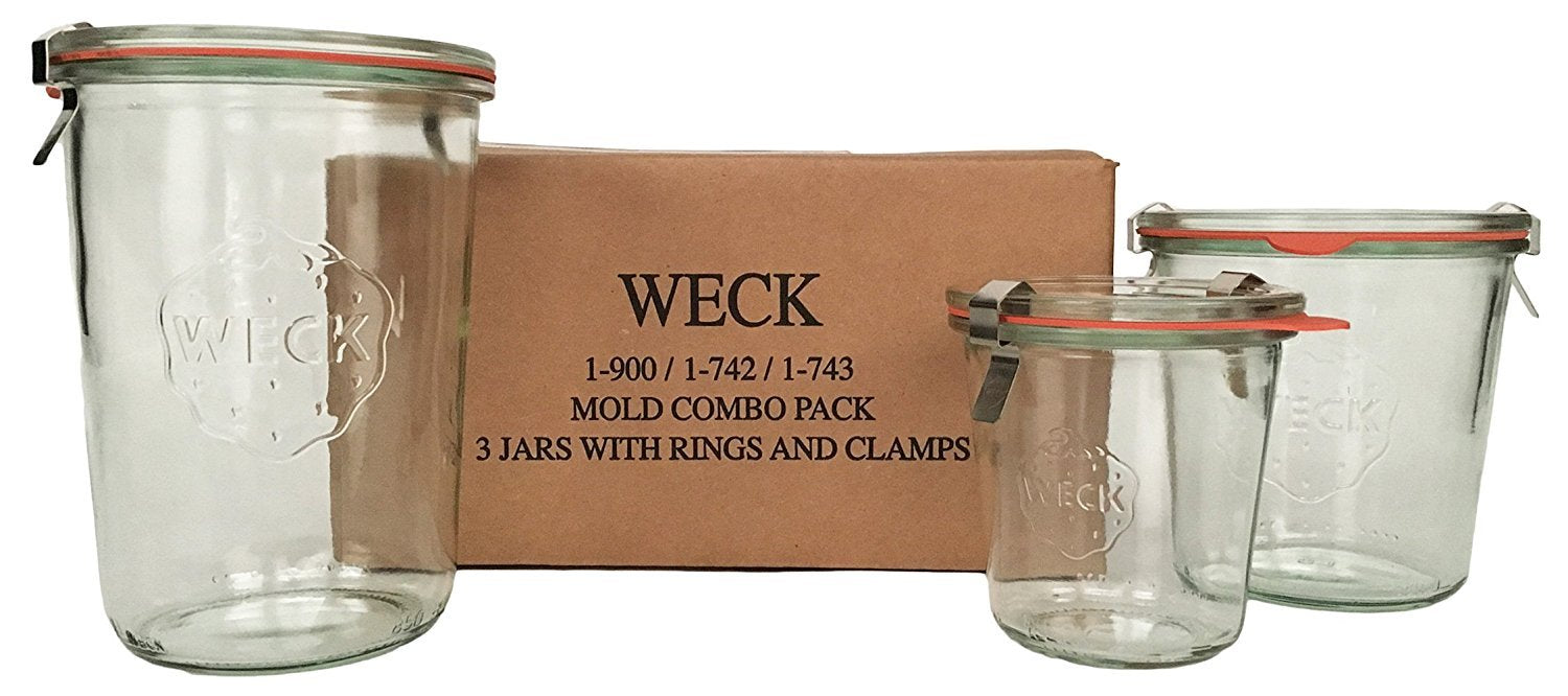 WECK mold jar clear glass for easy content identification and safe storage.