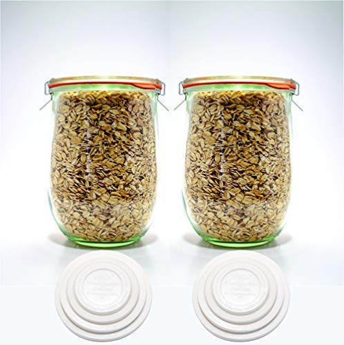 WECK Tulip jar keep fresh cover on a stacked jar set for organized storage.