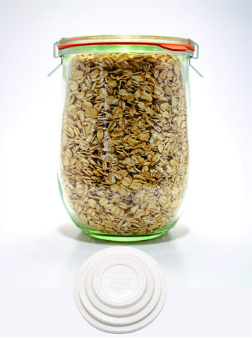 WECK Tulip jar two-pack on countertop showing versatile kitchen storage.