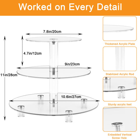 WeddingWish top-down perspective emphasizes three-tier composition for cupcakes and small desserts.