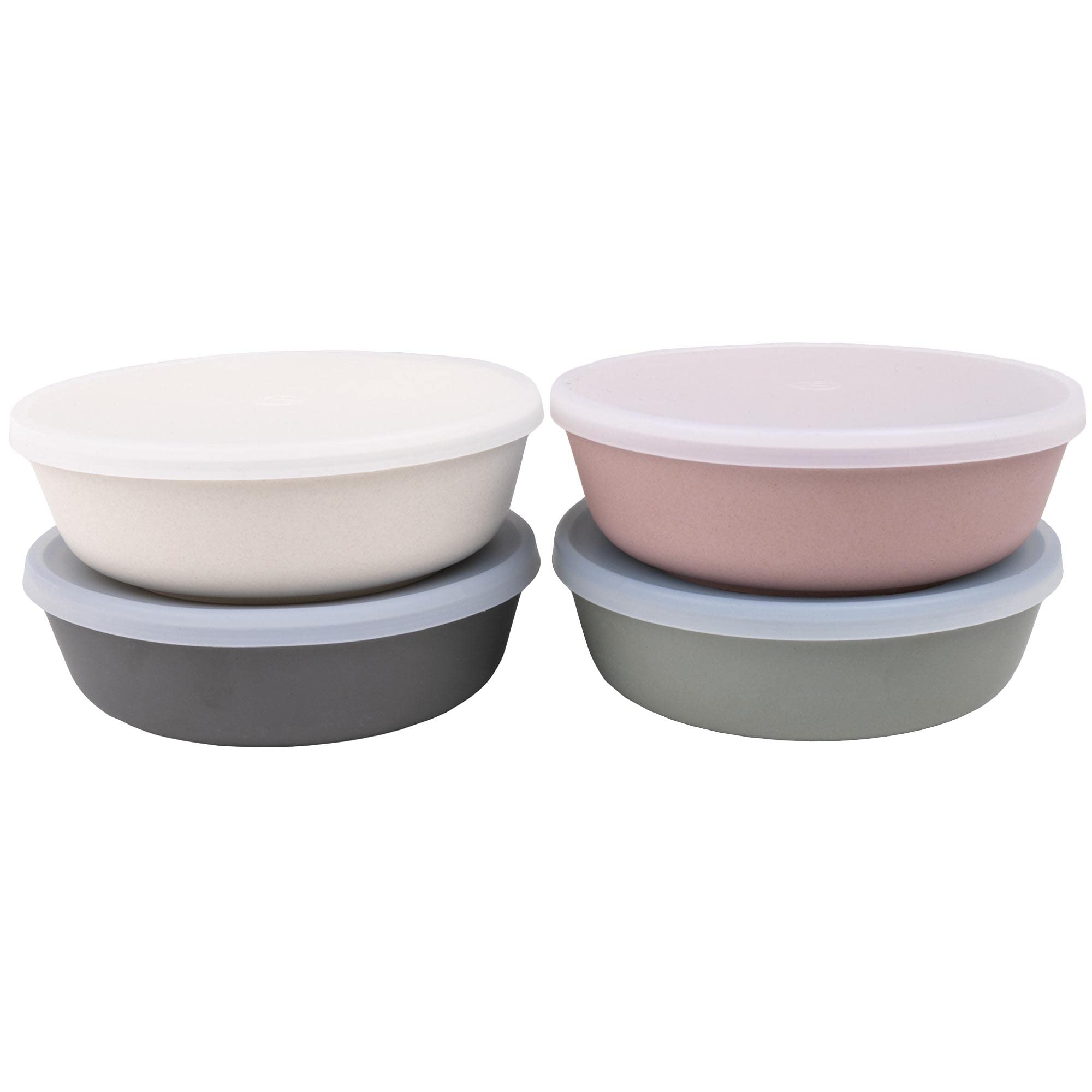 WeeSprout pink-lidded bamboo kid bowls for easy dishwasher-safe meals
