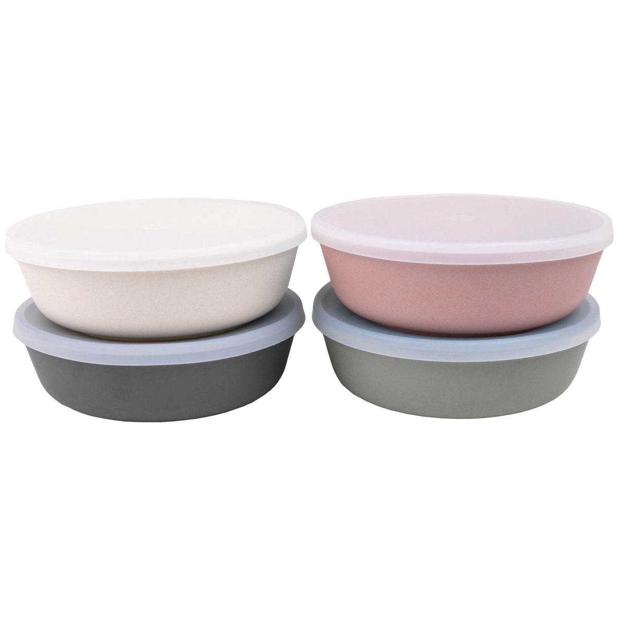 WeeSprout pink-lidded bamboo kid bowls for easy dishwasher-safe meals